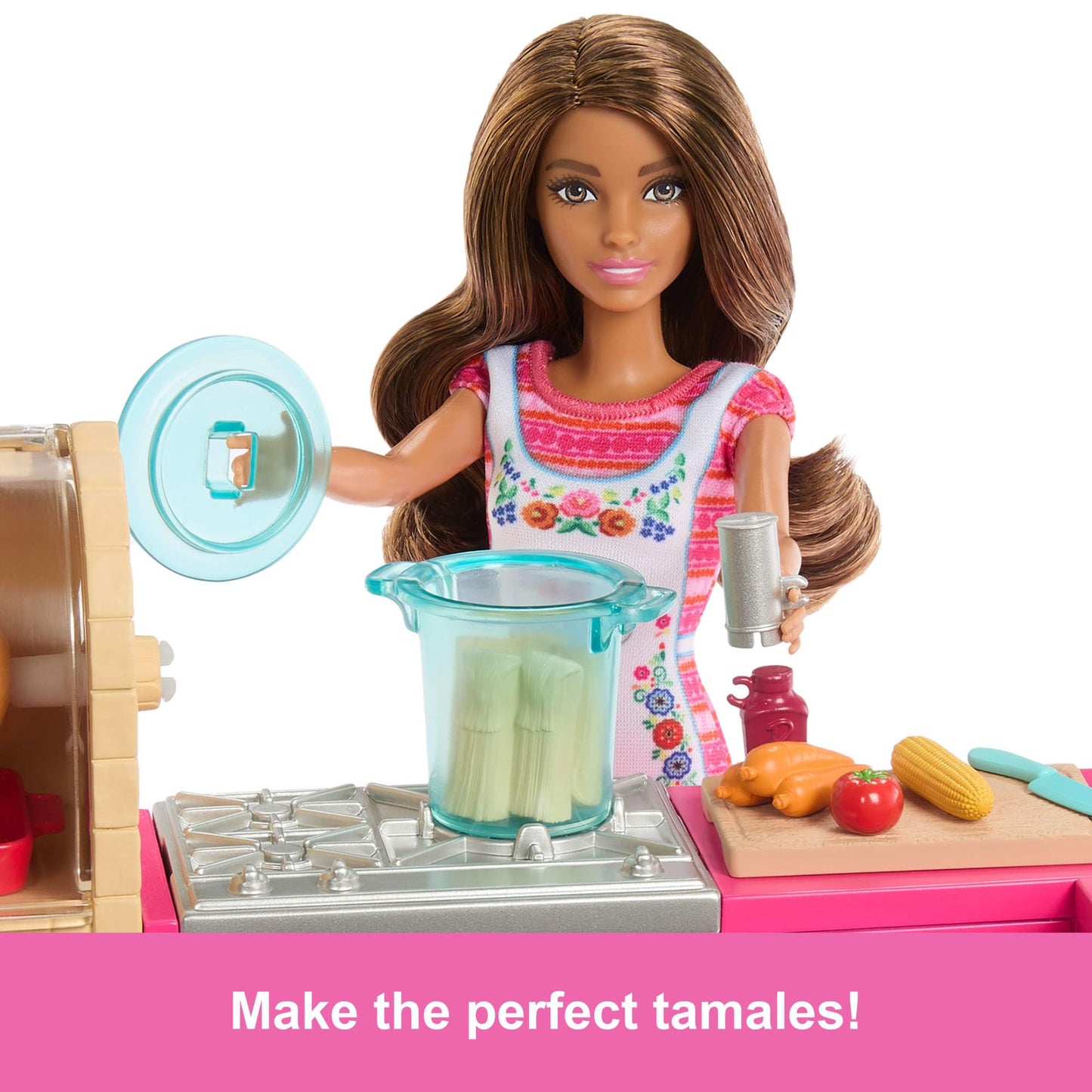 Barbie and Teresa Recipe for Friendship fashion dolls with kitchen playset, accessories, and color-change cookies, JCT06.