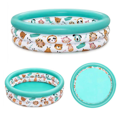 Bestway Safari Pals inflatable kiddie pool with colorful animal designs, perfect for kids' summer fun.