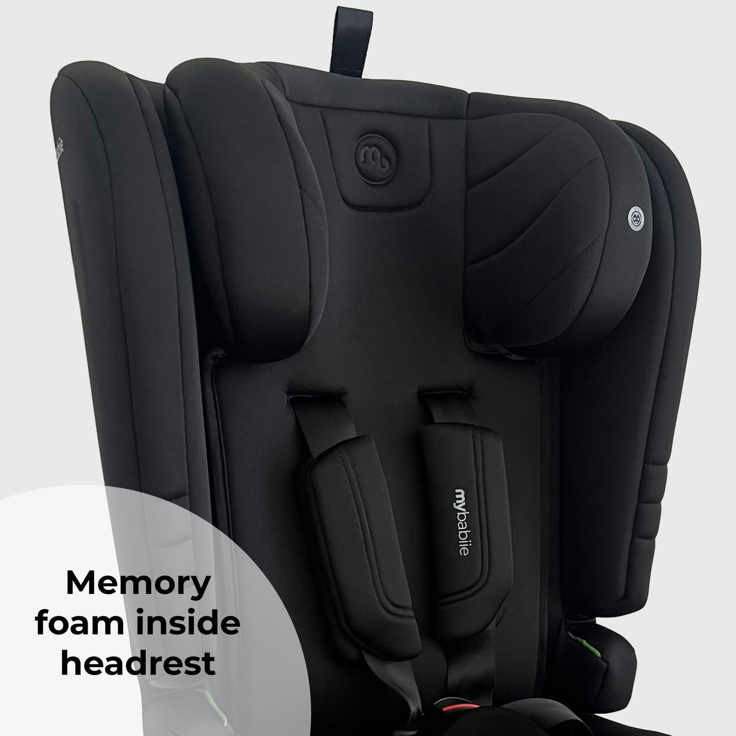 My Babiie MBCS50 Toddler to Booster R129 Child Car Seat - 5-Point Harness, 76-150cm (Approx. 9-36kg, 15 Months - 12 Years), i-Size, Group 1/2/3, Adjustable, Forward Facing - Black