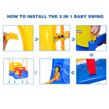 REDCAMP 3-in-1 Ajustable Toddler Swing Seat，High-Back Baby Swing Chair with Safety Strap,Ideal for Garden Indoor Outdoor Playground,6 months - teens,Blue