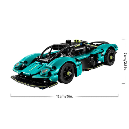 LEGO Technic Aston Martin Valkyrie model kit with detailed buildable car design, showcasing vibrant colors and intricate parts.