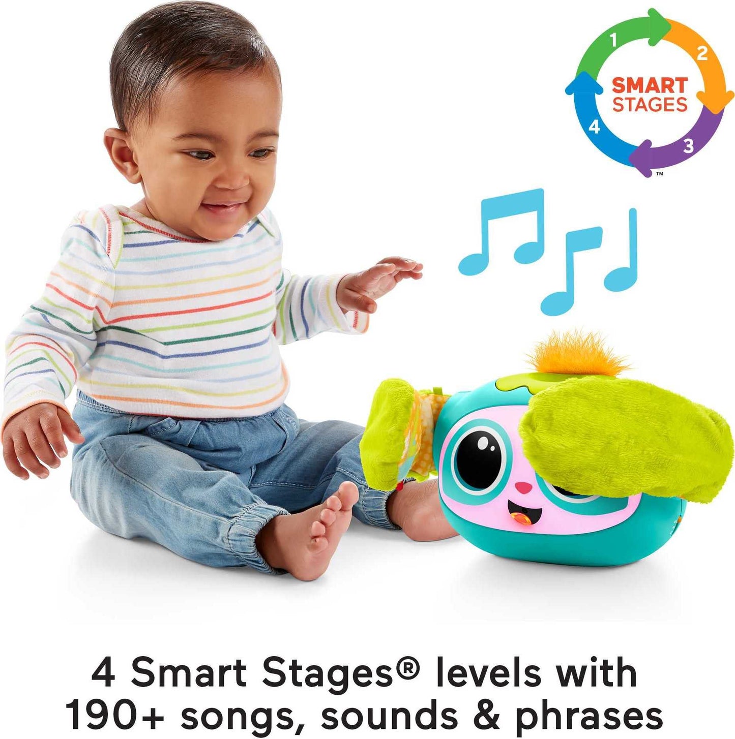 Fisher-Price Rollin' Rovee, interactive activity toy with music, lights, and learning content for kids ages 6 months to 5 years