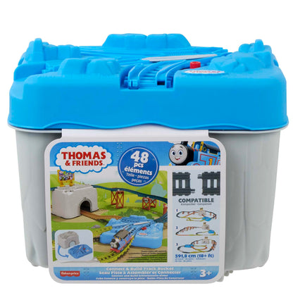 Thomas & Friends Toy Train Tracks Set, Connect & Build Bucket, 34-Piece Expansion Pack for Diecast & Motorized Trains, Kids Ages 3+ Years, HNP81