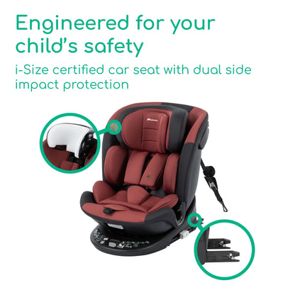 Bebeconfort RevolveFix 360 i-Size, 360 Swivel Car Seat, 0-12 Years, 40-150 cm, ISOFIX Car Seat, Top Tether Installation, 360 Rotation, 6 Recline Positions, 12 Hearest Positions, Dual Red