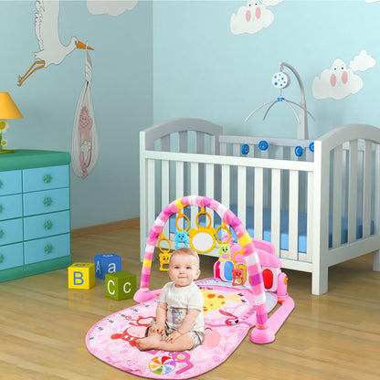 Ylnailky baby gym play mat with colorful toys, cartoon piano, and musical features for infants aged 0-36 months.