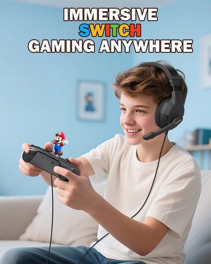 NUBWO U3 gaming headset in black with over-ear design, flexible microphone, volume control, compatible with PC, PS4, Xbox, Mac, and more.