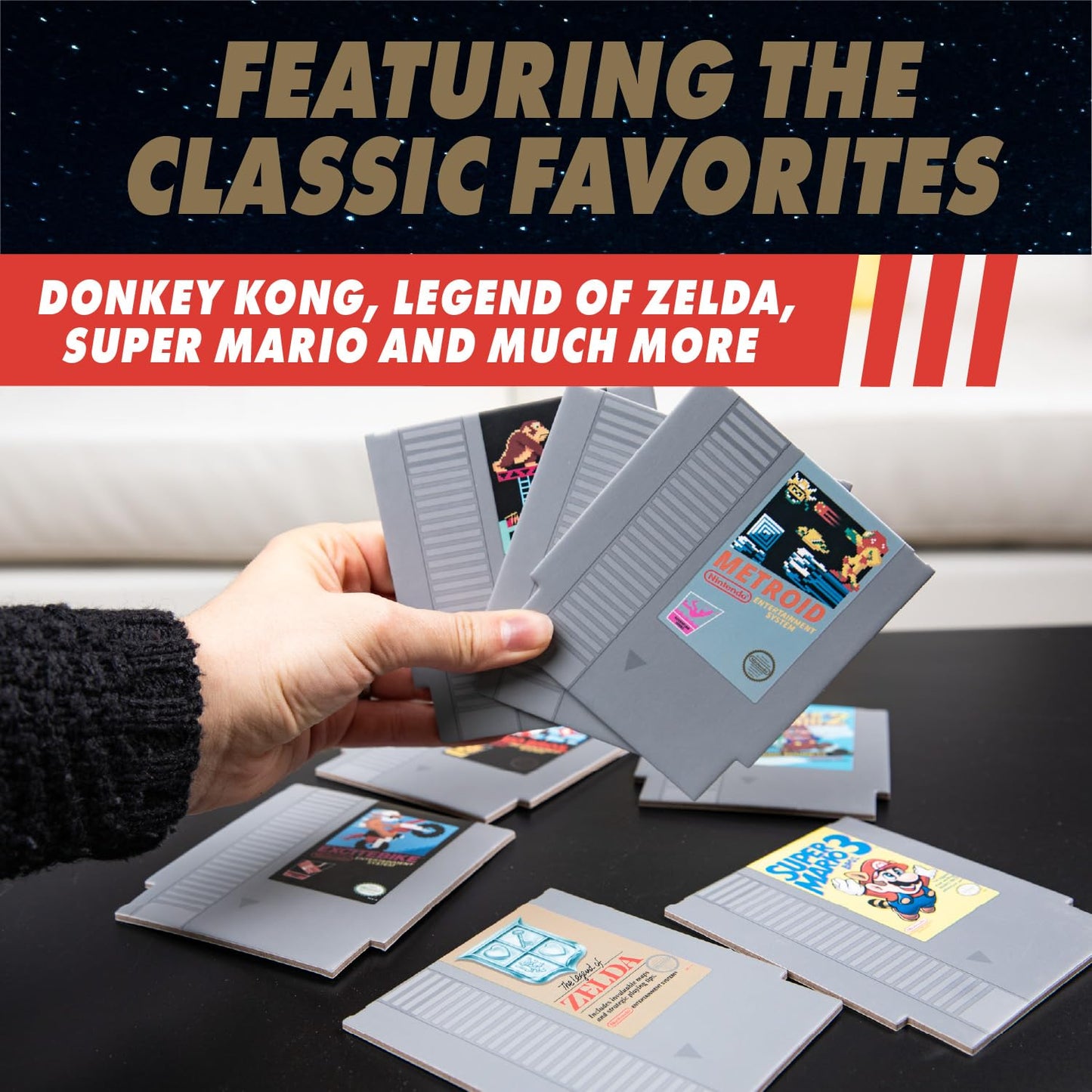 Nintendo NES Cartridge Retro Drink Coasters for Gamers - Officially Licensed, Featuring Donkey Kong, Legend of Zelda, Super Mario, and More Classic Games, Set of 8 | Paladone