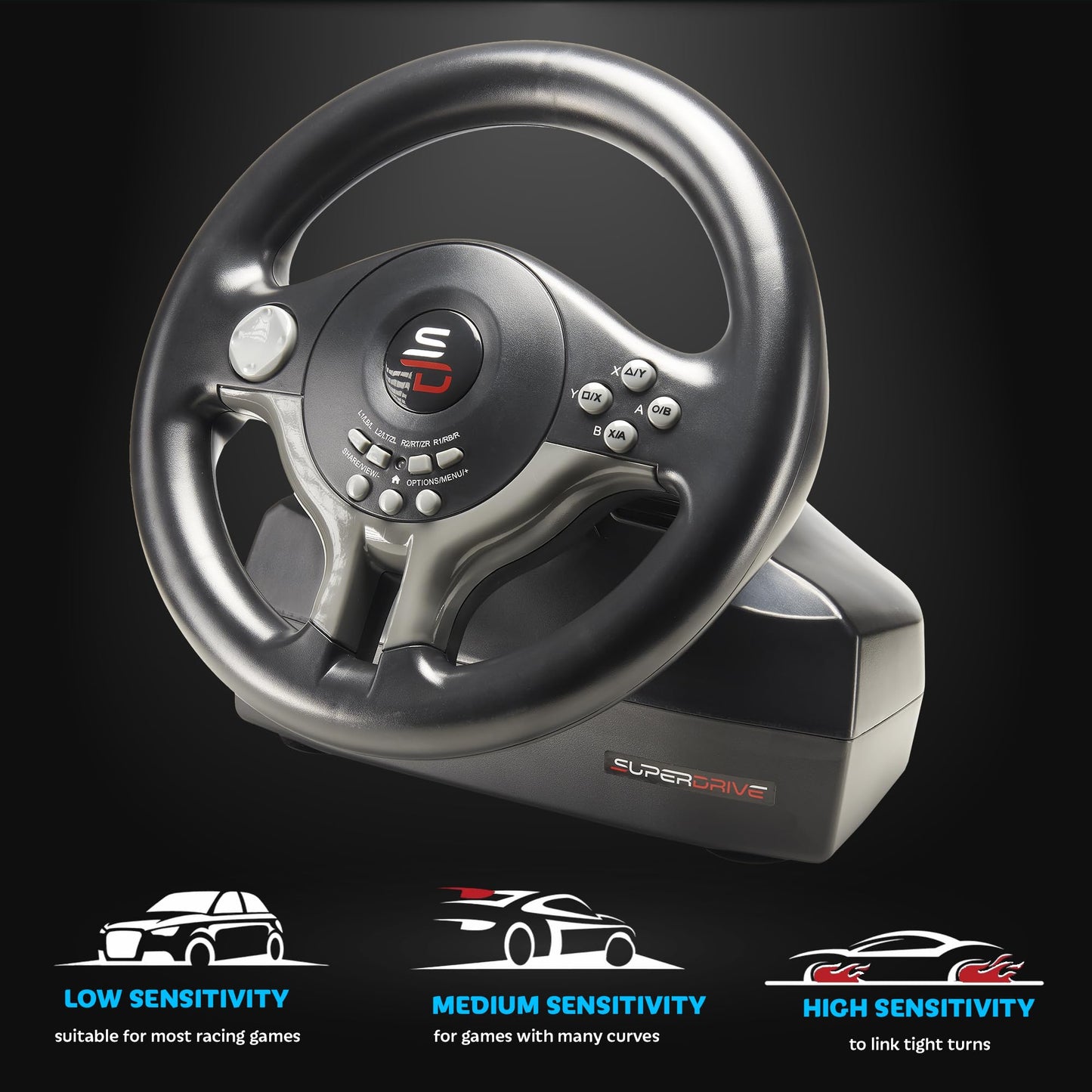 Subsonic Superdrive - Racing Steering Wheel Driving Wheel SV200 with pedals and shift paddles for Nintendo Switch - PS4 - Xbox One - PC