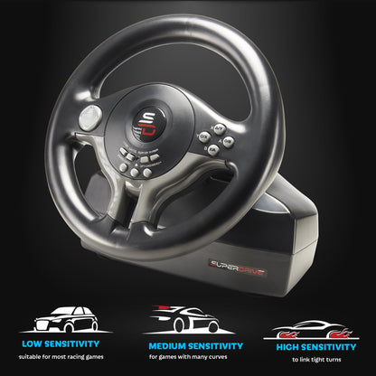 Subsonic Superdrive - Racing Steering Wheel Driving Wheel SV200 with pedals and shift paddles for Nintendo Switch - PS4 - Xbox One - PC