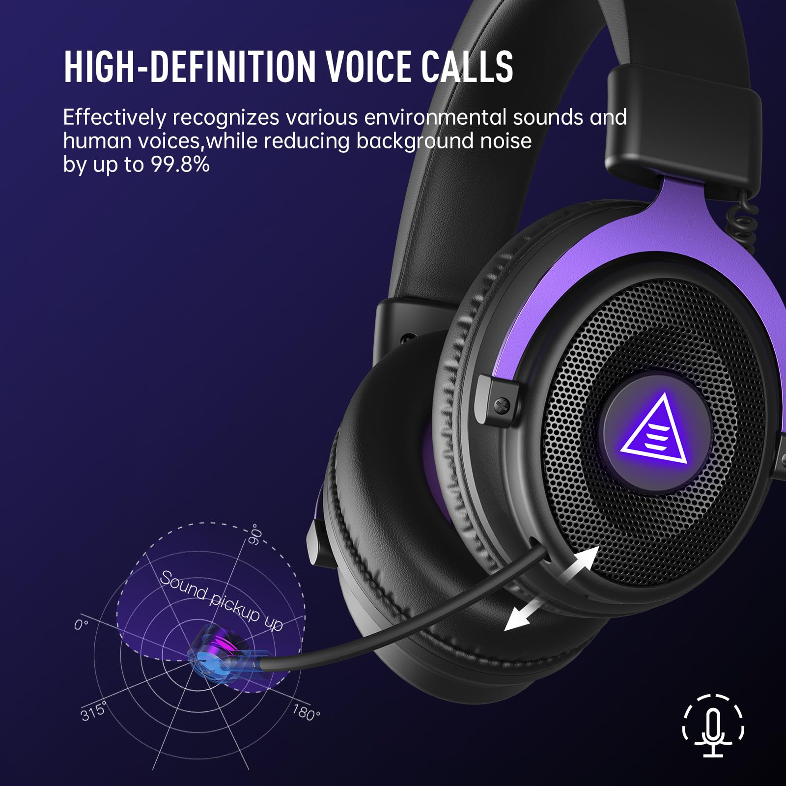 EKSA E900WT wireless gaming headset with microphone, noise canceling, 80-hour battery, USB and Bluetooth 5.4 for PC, PS5, PS4.