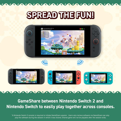 Nintendo Switch 2 edition of Super Mario Bros. Wonder game cover art featuring Mario, colorful characters, and vibrant background.