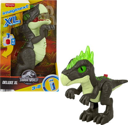 Fisher-Price Imaginext Jurassic World Dracorex dinosaur toy with lights and sounds, 10-inch figure for kids ages 3 and up.
