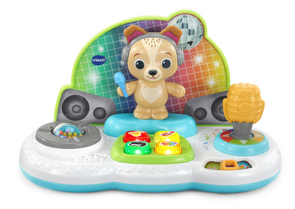 VTech Baby DJ Jams Puppy, Interactive Musical Toy, 60+ Songs and Melodies, Music, Learn & Play Modes, Fun DJ Features, Suitable for Ages 9, 12, 18 Months Plus, English Version