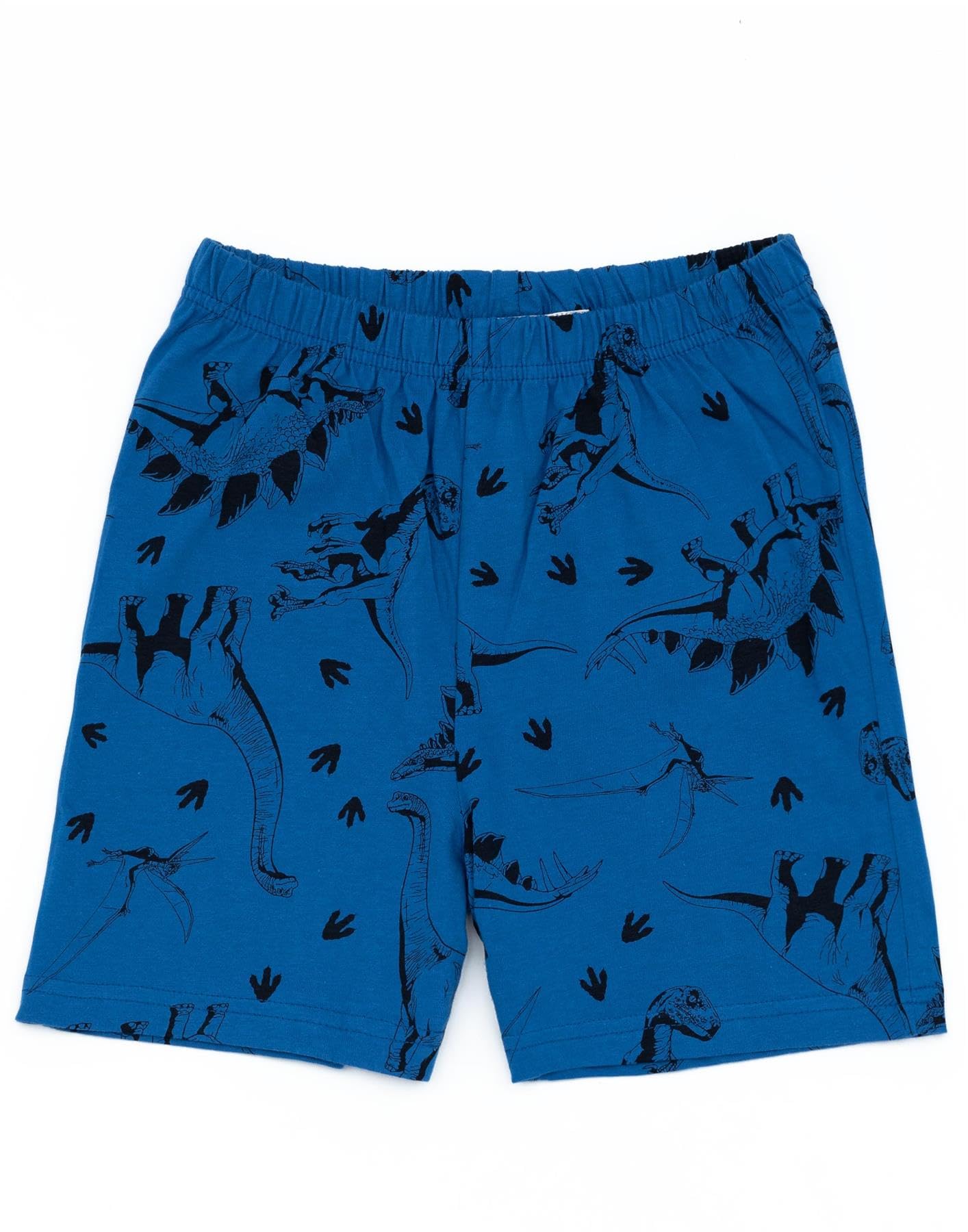 Jurassic World Boys Pyjama Set | Blue Short Sleeve T-Shirt and All Over Print Shorts PJs For Kids | Orange Logo with All Over Dinosaur Print Film Loungewear | Nightwear Pyjama Gifts for Children