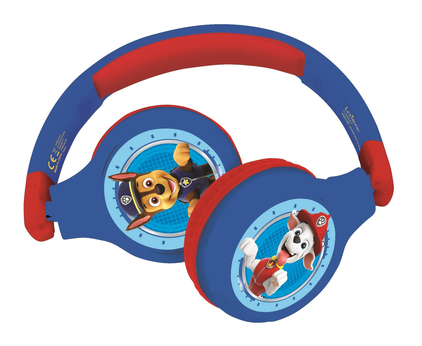 LEXIBOOK - Paw Patrol - 2-in-1 Bluetooth Headphones for Kids, stereo Wireless Wired, Kids safe for Boys Girls, Foldable, Adjustable, blue/red, HPBT010PA
