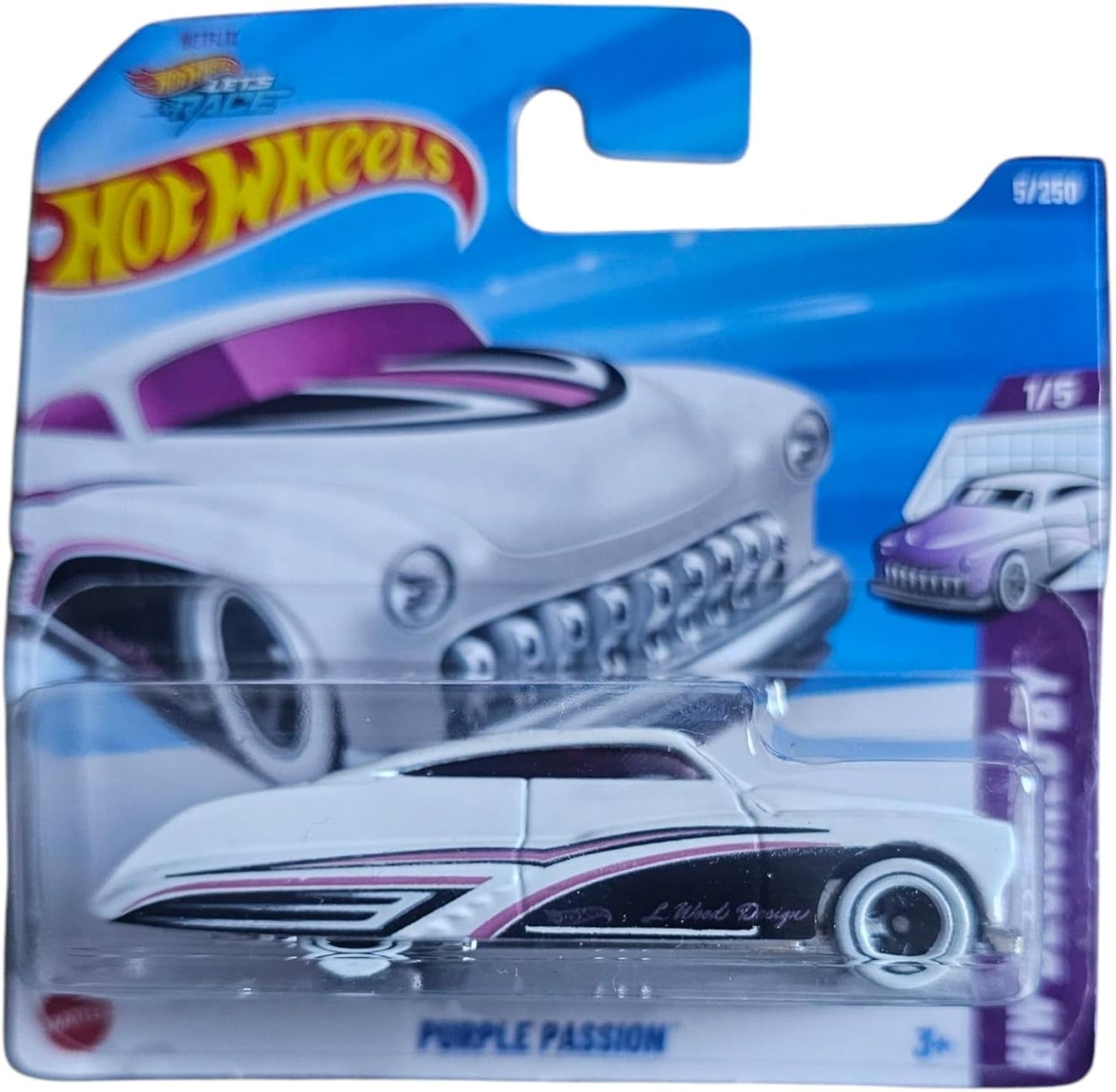 Hot Wheels Purple Passion 2025, White Custom Car, 1/5 Dream Machines Collection, Scale Model