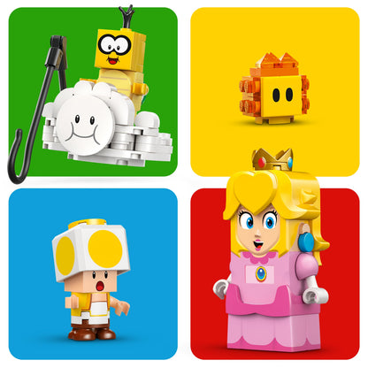 LEGO Super Mario Adventures set featuring LEGO Peach, yellow Toad figure, ideal for kids and gamers, Nintendo-themed toy playset.