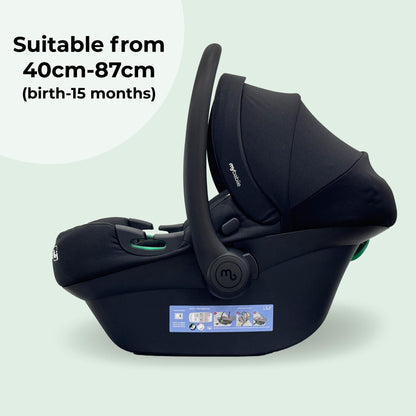 My Babiie MBCS02 SE i-Size Baby Car Seat - 40-87cm (Birth to 15 Months Approx.), R129, Group 0+, Lightweight Infant Carrier, Large Canopy, Newborn Insert, Adjustable Headrest - Black SE