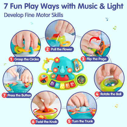 HOLA Baby Toys 6 to 12 Months Musical Elephant Piano Baby Toy 6 Months Plus 12 18 Months Interactive Early Learning Toys for 6 Month Old Babies Girls Boys Gifts