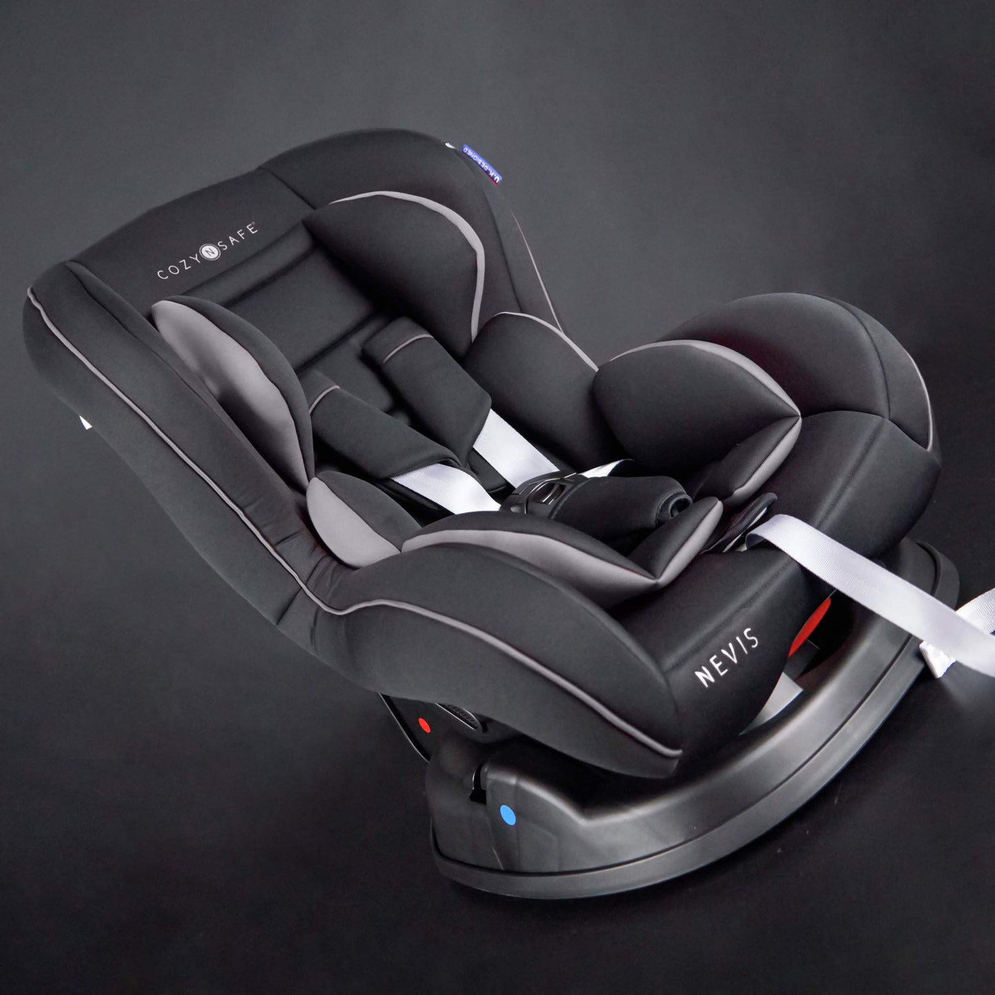 Cozy N Safe Nevis Group 0+/1 Car Seat 0-18kg, Birth to 4 Years, Rear & Forward Facing, 7 Recline Positions, Side Impact Protection, 5 Point Harness, Deep Padding - Black/Grey