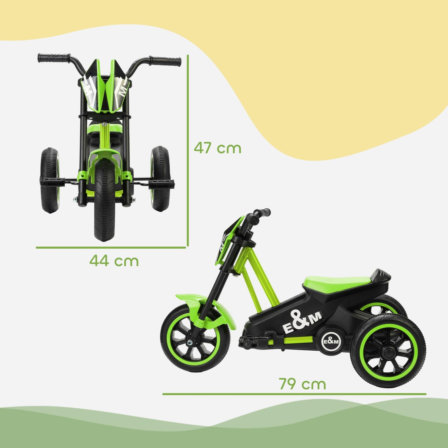 AIYAPLAY Kids Tricycle Baby Trike, Kids Trike with Pedal for Boys and Girls Ages 18–36 Months, 3 Wheel Toddler Balance Bike for Indoor Outdoor Use, Green