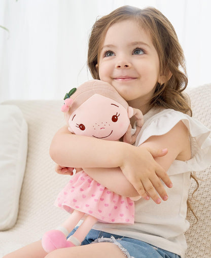 GAGAKU Soft Baby Doll Toys (16'') for Girls, My First Baby Rag Dolls for +3 Year Old Girl Birthday Gift Plush Doll Toys Machine Washable Baby Doll for Toddler Kids Infants (16-inch Cherry Girl)