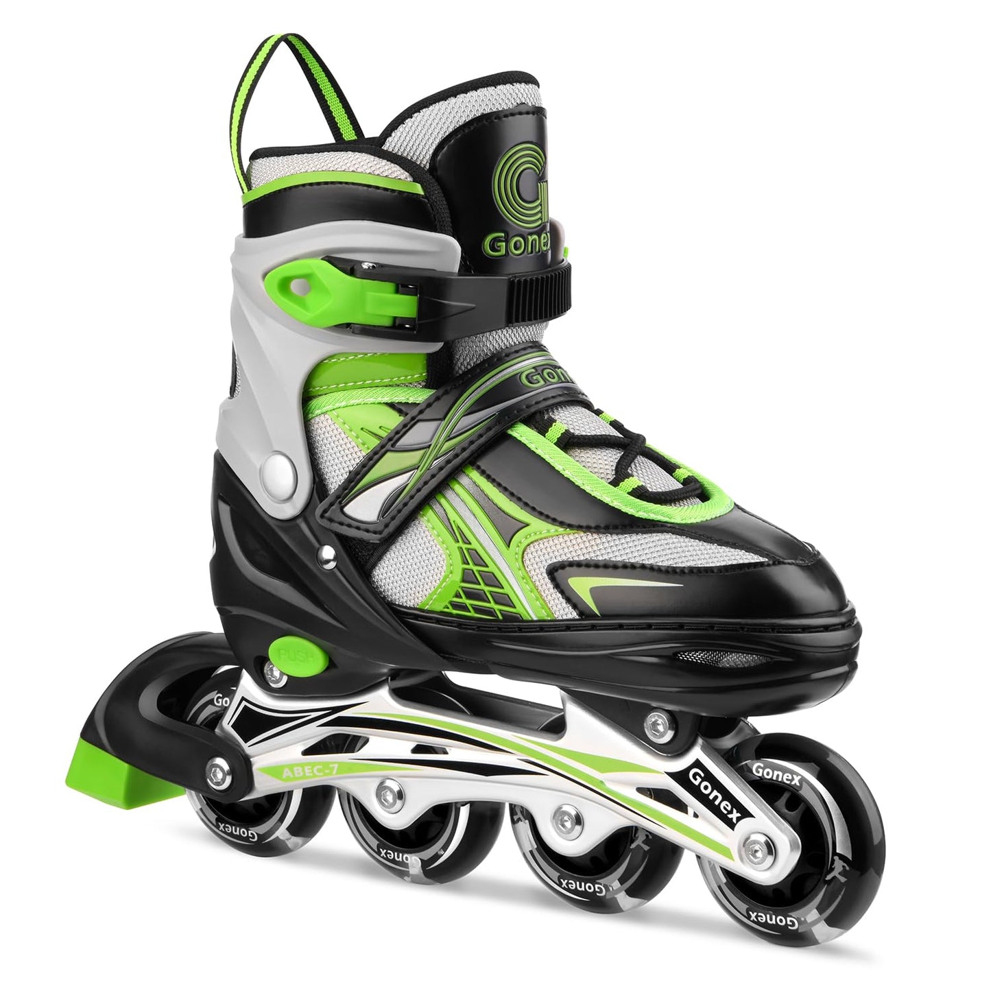 Gonex Children’s Inline Skates, Adjustable Inline Skates for Boys and Girls, EU 31-42, Green, M