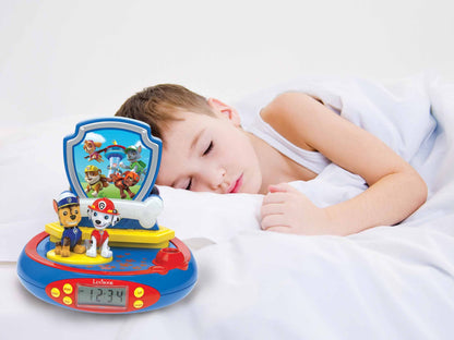 LEXIBOOK, Paw Patrol, Projector Alarm Clock for kids, Nightlight and time projection to the ceiling, Sound Effects, Battery-powered, Blue, RP500AC