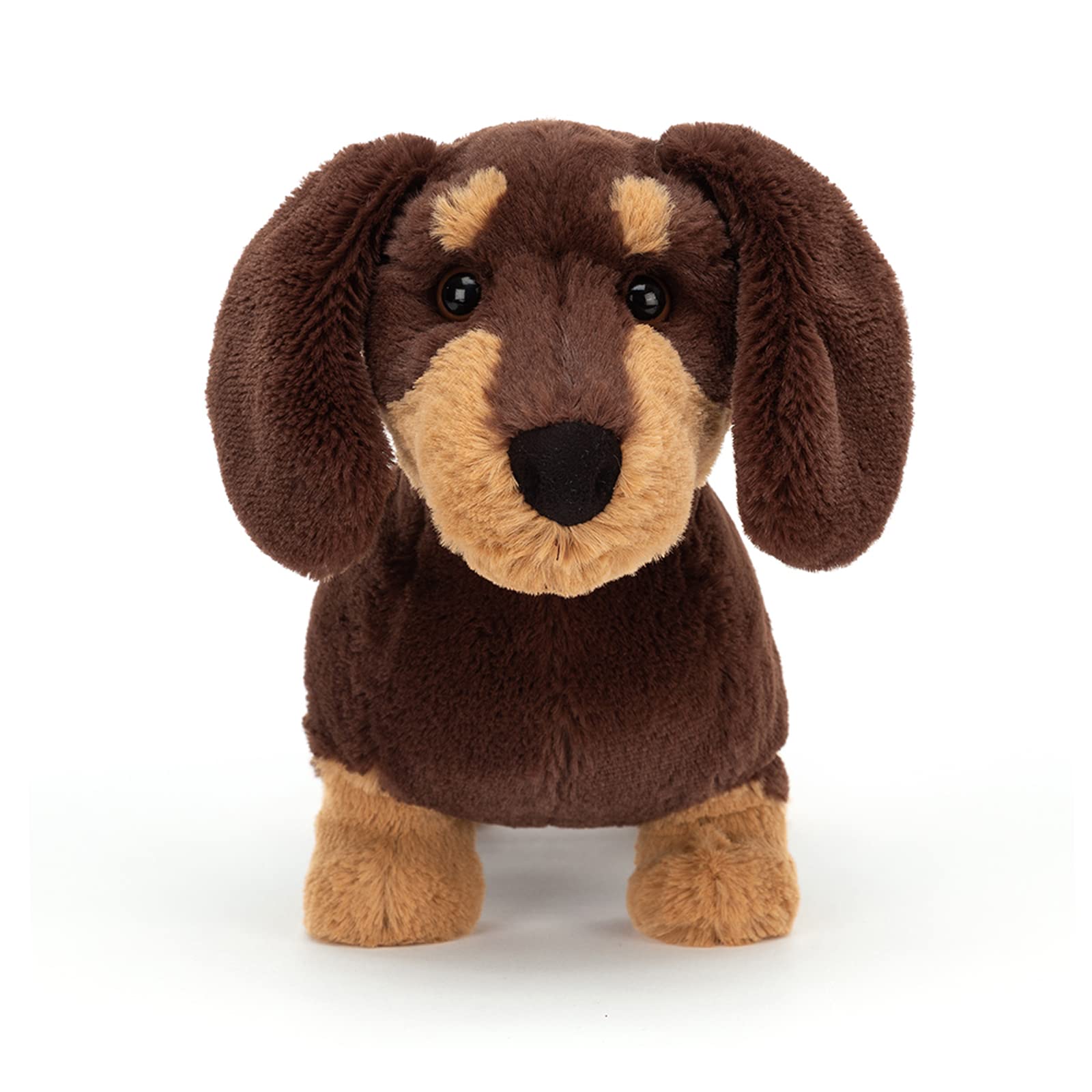 Soft Jellycat Otto Sausage Dog plush toy, featuring a cute dachshund design with floppy ears and a cuddly body.