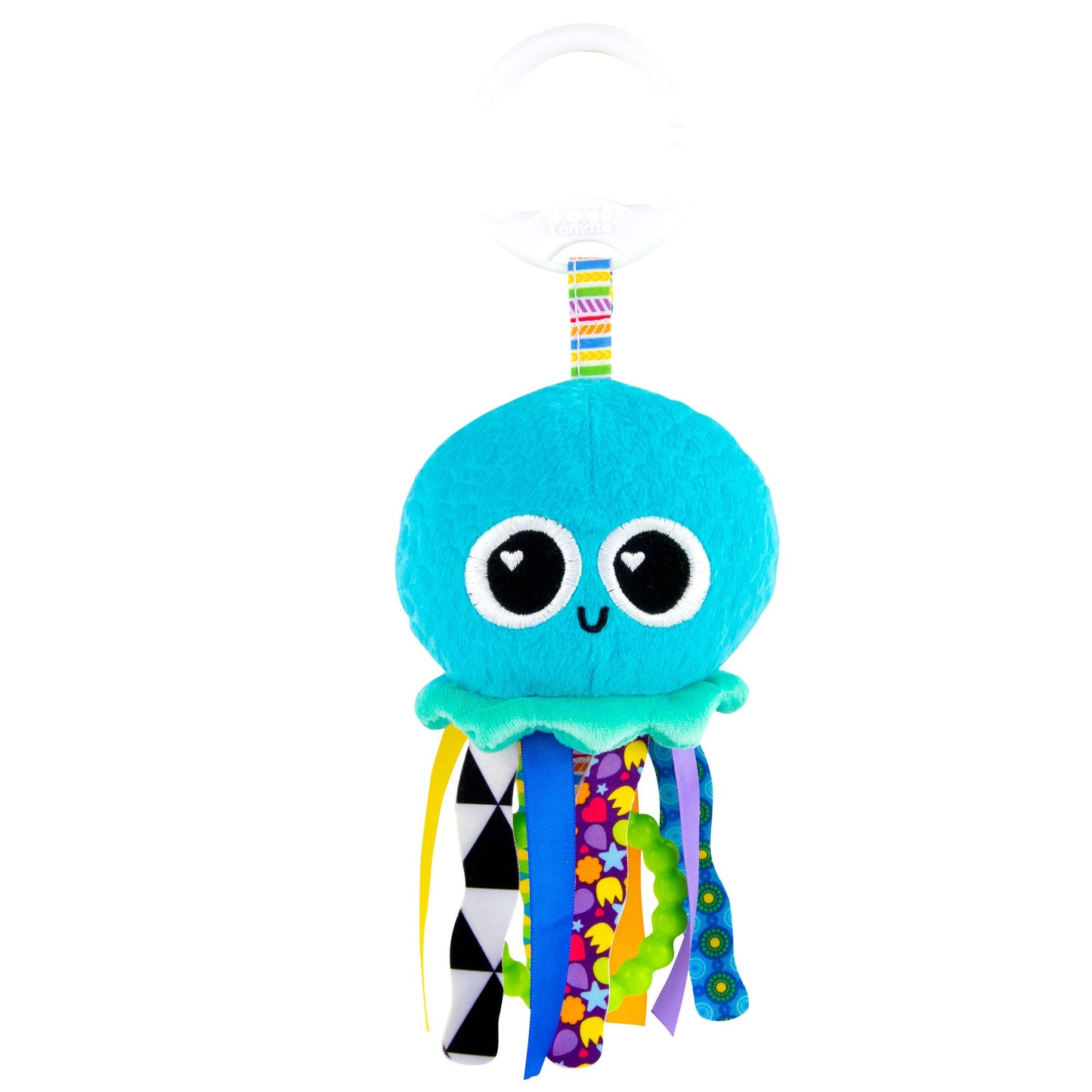Lamaze Mini Clip & Go Sprinkles Jellyfish sensory toy for babies, clip-on pram and pushchair, suitable for newborns 0-6 months