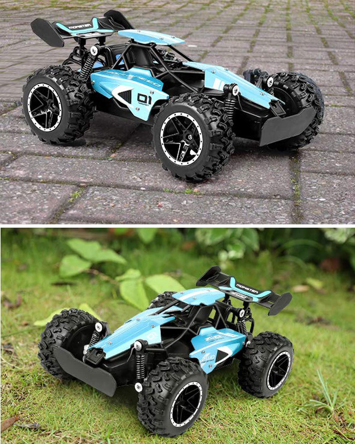 SZJJX Remote Control Cars – 2.4GHz High-Speed RC Car for Kids, 15KM/H+ 2WD Off-Road Remote Controlled Car with 2 Rechargeable Batteries, Electric Remote Control Truck Toy for Boys & Girls Gifts (Blue)