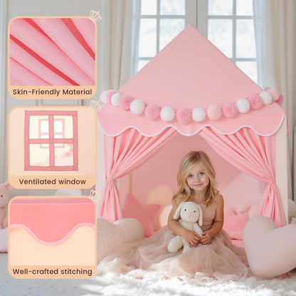 Pink Wilwolfer kids play tent featuring a princess design, ideal indoor playhouse for toddlers and girls, toy house gift.