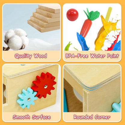 LZDMY Baby Wooden Montessori Toys for 1 Year Old Boys Girls, Toddlers Educational Sensory Sorting Toys Aged 1-3, 6 in 1 Activity Cube Carrots Havest Balls Drop Toy, Babies 1st Birthday Gifts