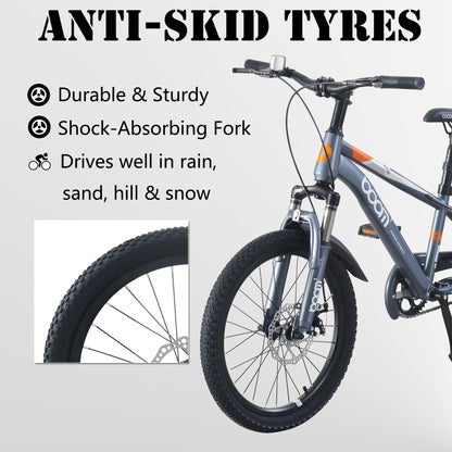 LSLIFE Kids Mountain Bike for Boys, 18 Inch Kids Bicycle for 6-10 Years Old Boy with Shock Absorber Boys Mountain Bicycle with Dual Disc Brake (Grey, 18 Inch)