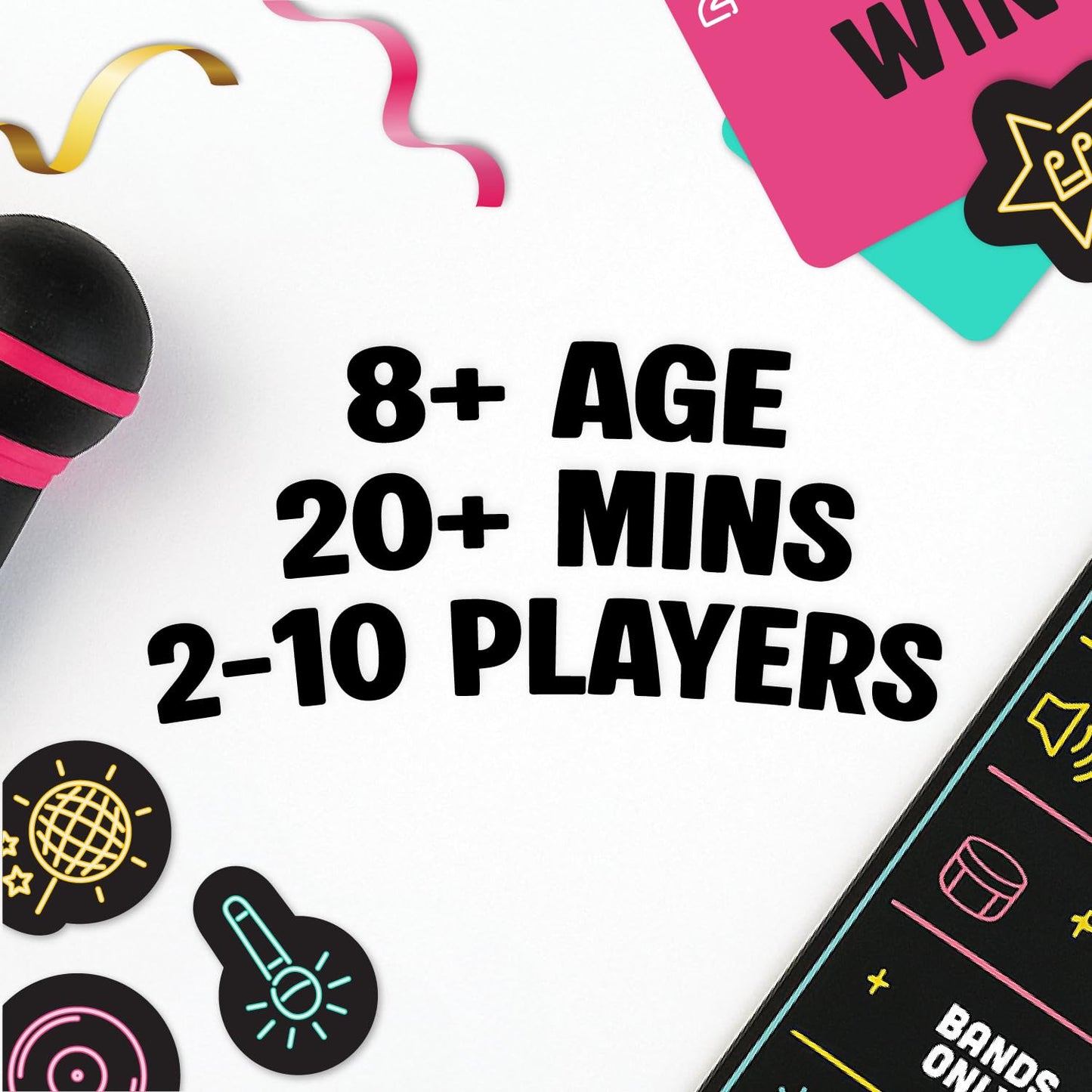 Lucky Egg Official Grab the Mic – Family Karaoke Game, 8+ Year Olds, 2-10 Players - Board Game for Bad Singers with 250 Lyrics (125 Cards) for Hilarious Nights & Birthday Party, Kids Gift