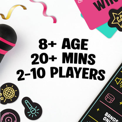 Lucky Egg Official Grab the Mic – Family Karaoke Game, 8+ Year Olds, 2-10 Players - Board Game for Bad Singers with 250 Lyrics (125 Cards) for Hilarious Nights & Birthday Party, Kids Gift