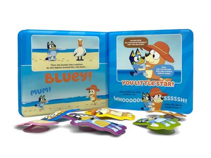 Bluey The Beach Bath Time Books - Activity Books for kids, Bath book, 6 Padded suction cups, 1 Mesh bag