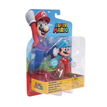 Super Mario Ice Mario 4-inch action figure with flower accessory from JAKKS Pacific World of Nintendo series.