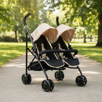 Joie Aire Twin Pushchair | Childrens Double Stroller Pram In Black & Stone | Childrens Baby Doll Stroller Toy Umbrella Fold Stroller | Role Play Toy Dolls Buggy Pushchair | Ages 3+