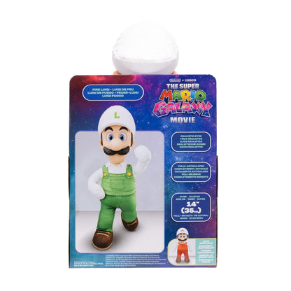 The Super Mario Galaxy Movie Fire Luigi Poseable Plush 15" / 38cm, Officially Licensed by Jakks Pacific, Plush with Sculpted Roto Head, Nintendo Collectible Plush, for Ages 3+