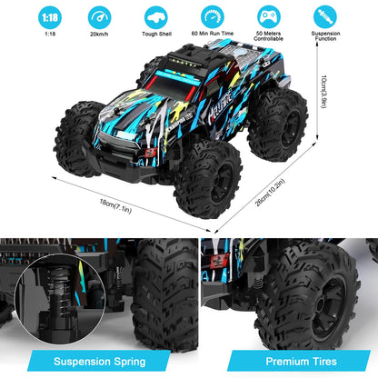 MOJINO Remote Control Cars, Toys for 5 6 7 8 9 10 11 12 Year Old Boys 1:18 Truck Kids RC Car Birthday Gift for Boys 5-12 Years 22 km/h
