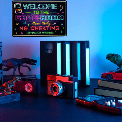 Welcome to the Game Room Metal Tin Sign – Cool Neon Gaming Decor for Boys & Teens, Gamer Room Accessories for Bedroom, Game Night Wall Decor Gift for Gamers, 12 x 8 Inch (2507)