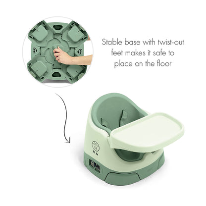 Mamas & Papas Baby Bug Booster Seat For Dining, Detachable Tray, Harness, Adjustable Seat and Non-Slip Feet, Eucalyptus