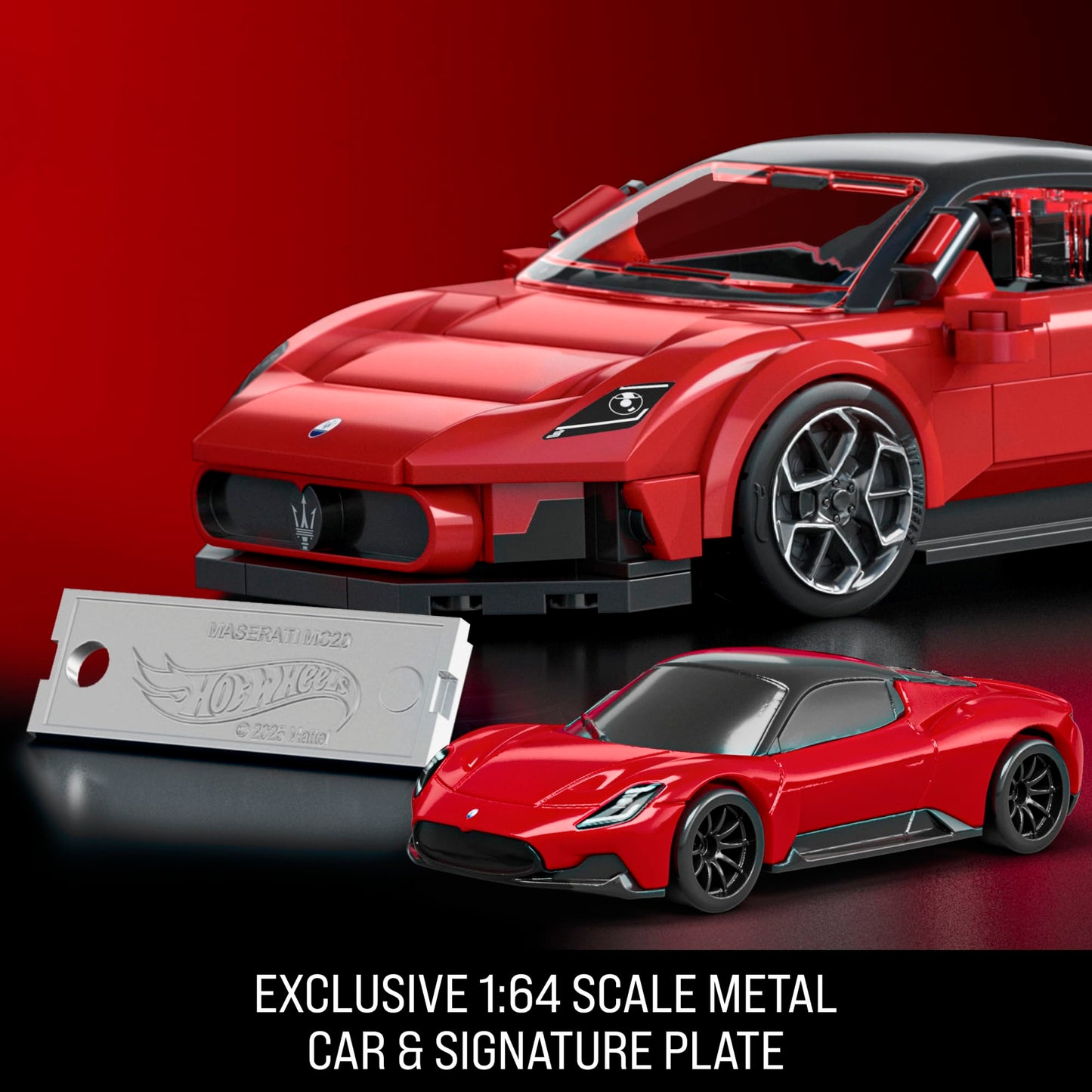 Mattel Brick Shop Hot Wheels Speed Series Building Set, Maserati MC20 with 250 Pieces, Realistic Details and Custom Decals, Adult Collectors and Kids Ages 10+, JFR90