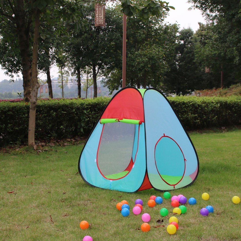 Colorful 3-in-1 kids' pop-up play tent and tunnel set by Tech Traders, foldable toddler indoor outdoor playset with storage bag