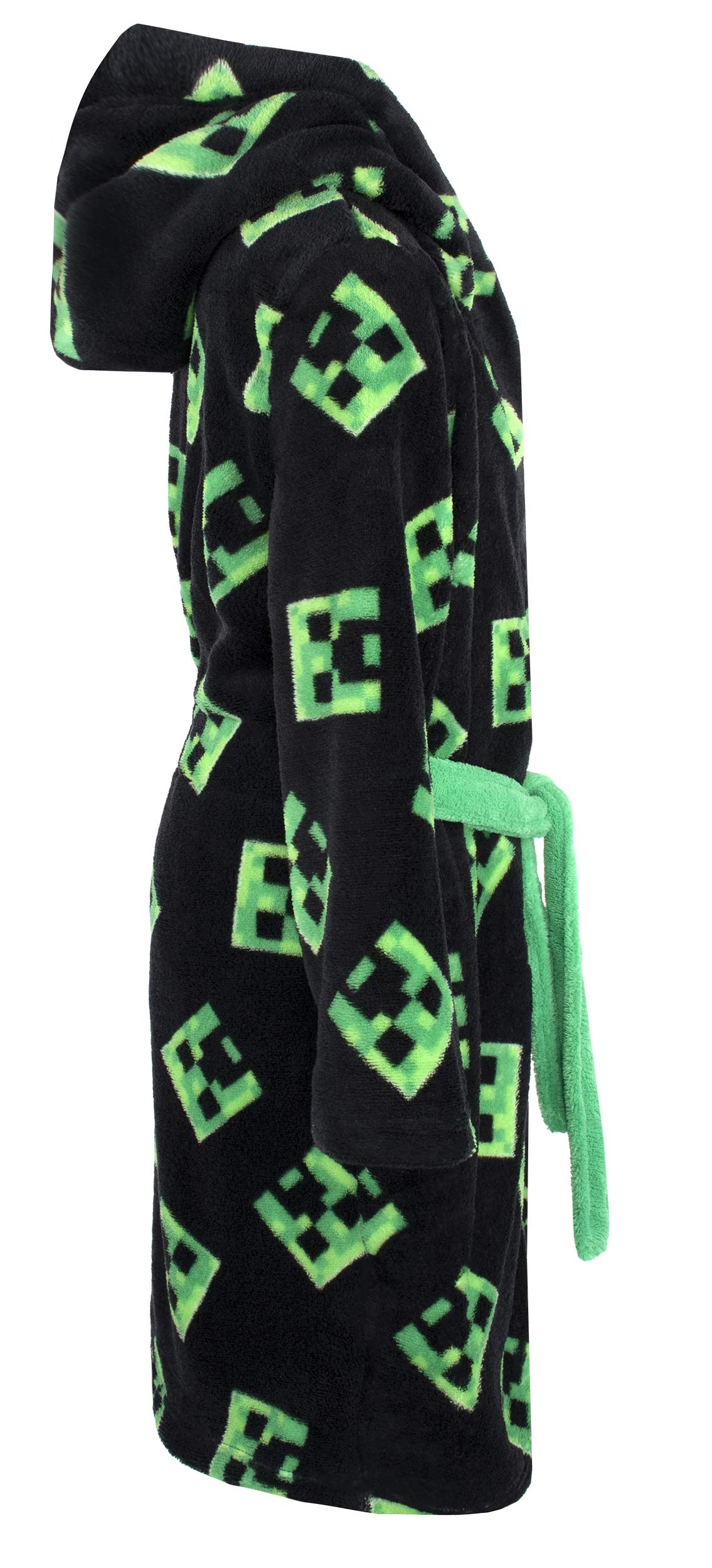 Minecraft - Dressing Gown Kids Fleece Hooded with Creeper Design Official Merchandise Boys Gowns for Boys' Sleepwear & Robes Age 7-8 Years, Black