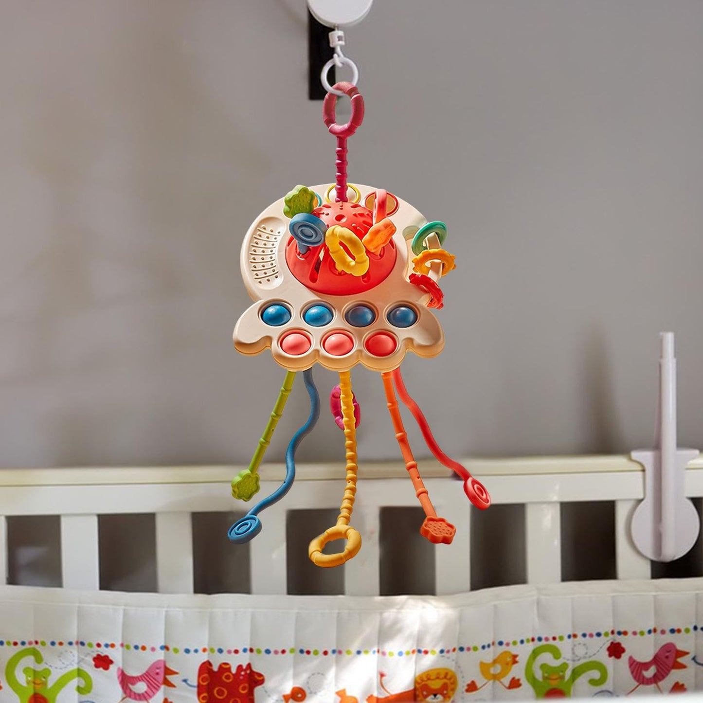 ETUCYNG Baby Toy Pull String Toy - Silicone Pull String Activity Toy, U-fo Silicone Pulling Toy, Sensory Toys For Toddler, Travel Toys For Babies, Early Development Baby Toys Fine Motor Skills Toys