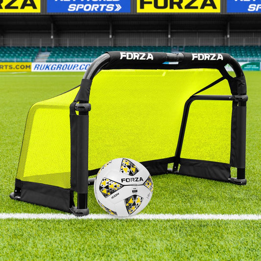 FORZA POD Goal - PRO ALU50 Folding Football Goal | Fold-Away & Freestanding Target Goals | Carry Bag Included - Multiple Sizes & Colours (Yellow, 3ft x 2ft)