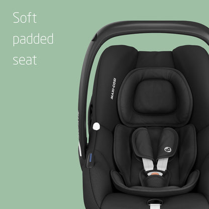 Maxi-Cosi CabrioFix i-Size, Baby Car Seat, 0–12 Months, Max. 12kg, Lightweight Car Seat Newborn (3.2kg), Large Sun Canopy, Extra Padded Seat, Fits most Maxi-Cosi Pushchairs, Essential Black