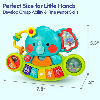 HOLA Baby Toys 6 to 12 Months Musical Elephant Piano Baby Toy 6 Months Plus 12 18 Months Interactive Early Learning Toys for 6 Month Old Babies Girls Boys Gifts